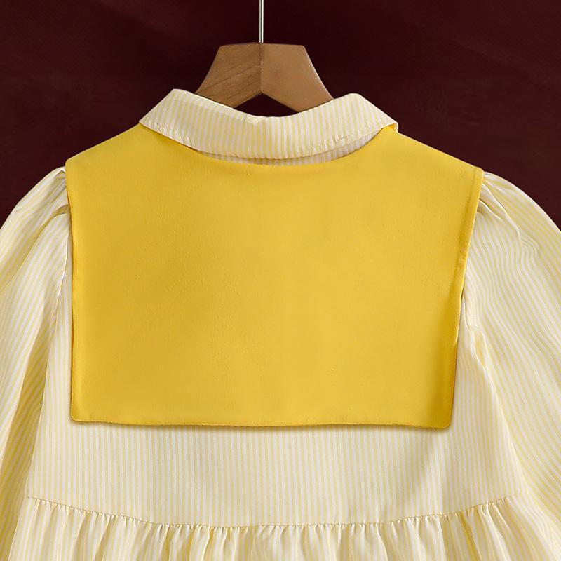 Girls' Fashion Dress 2025 Autumn Children's Solid Color Casual Loose Long-sleeved Shirt Dress