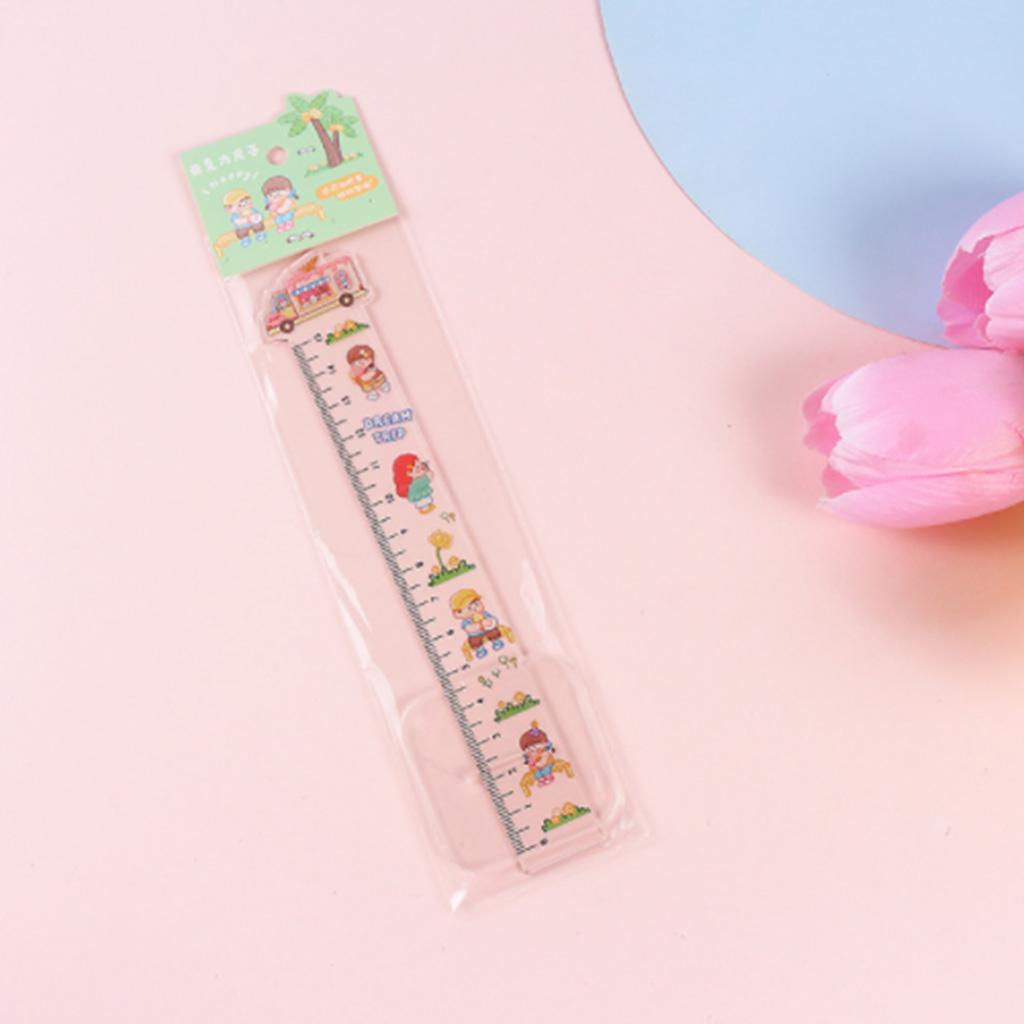 Plastic Carton Ruler Straight Ruler Math Rulers Measuring Acrylic Tool School Student Present 4 Pieces 15cm
