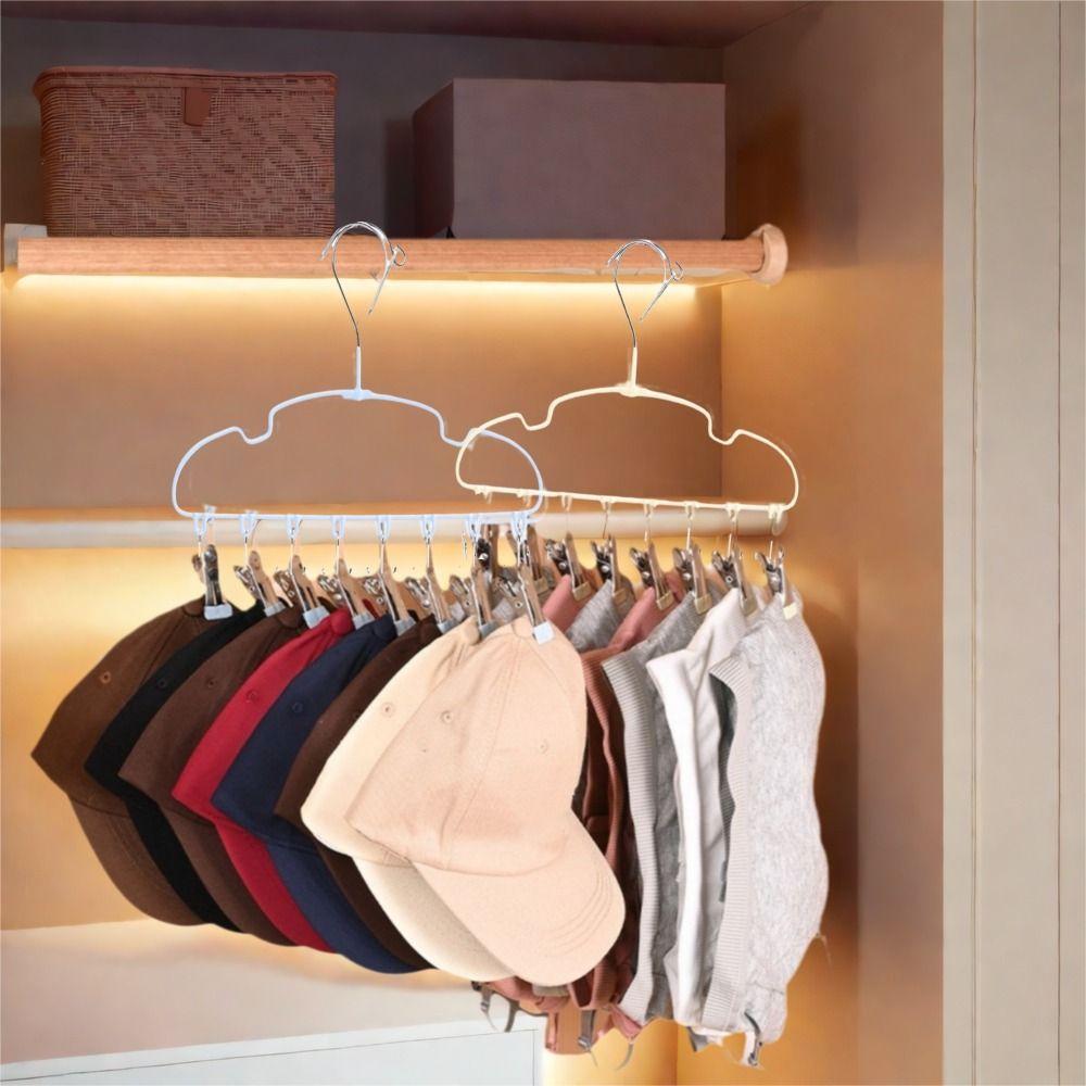 5Pcs Non-slip Clothes Hanger with 8 Clips Windproof Sock Hangers Clothes Drying Rack  Closet Storage