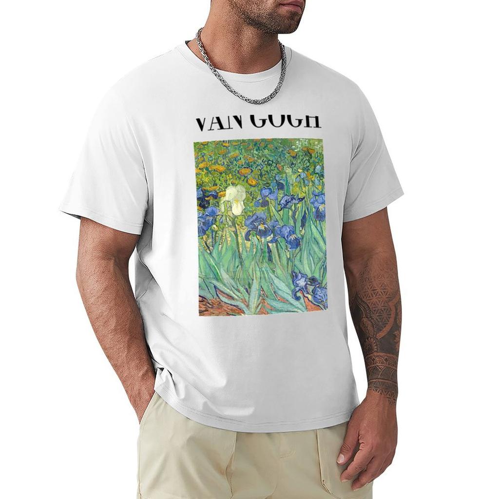 Van Gogh Irises TShirt rapper graphic tees new gifts and tshirts anime figures blue lock cotton t shirt men