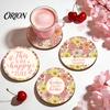 Easter Table Decor 4PCS Flower Coasters Set, Thick Cork Base Non-Slip Heat Resistant Drink Thermal Insulation Pads Coasters, Floral Print Decorative