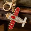 Sparkling Airplane Keychain for Women Girls Cute Rhinestone Airplane Keyring Pendant Handbag Purse Charm for Bag Wallet