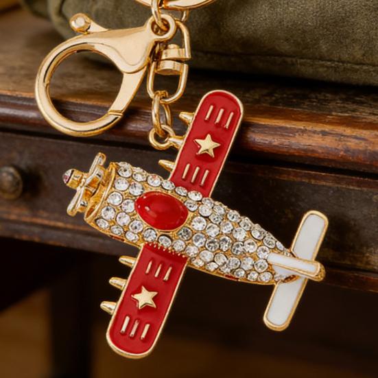 Sparkling Airplane Keychain for Women Girls Cute Rhinestone Airplane Keyring Pendant Handbag Purse Charm for Bag Wallet