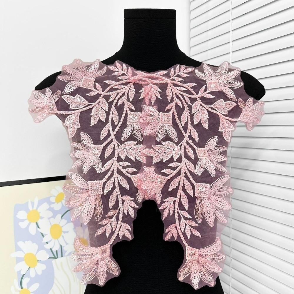 Multi-Color 3D Nail Beads Delicate Mesh Embroidered Sequins Embroidery Lace Patch High-End Fabric Floral Collars