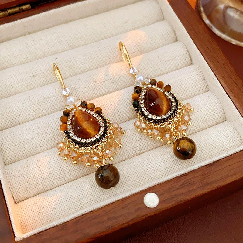 

Серьги-пусеты с подвеской в виде капли бриллианта Серебряная игла - Винтажный роскошный дизайн