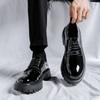 men casual business wedding formal dress shoes lace-up patent leather oxfords shoe black stylish platform sneakers mans footwear