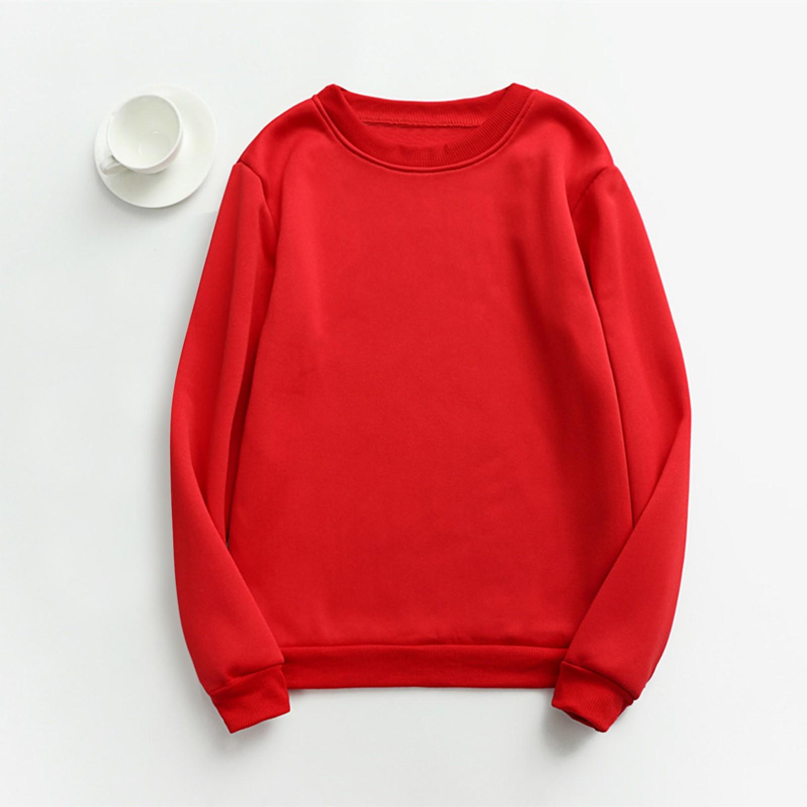 

Женская и зимняя толстовка с круглым вырезом и длинными рукавами, однотонная повседневная толстовка с капюшоном M красный