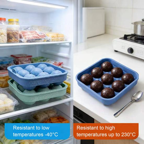 Soccer Ball Ice Cube Tray, World Mug Shape Silicone Mold for Freezer & Oven, Easy Release Non-Stick BPA-Free Chocolate Jelly Candy Mold
