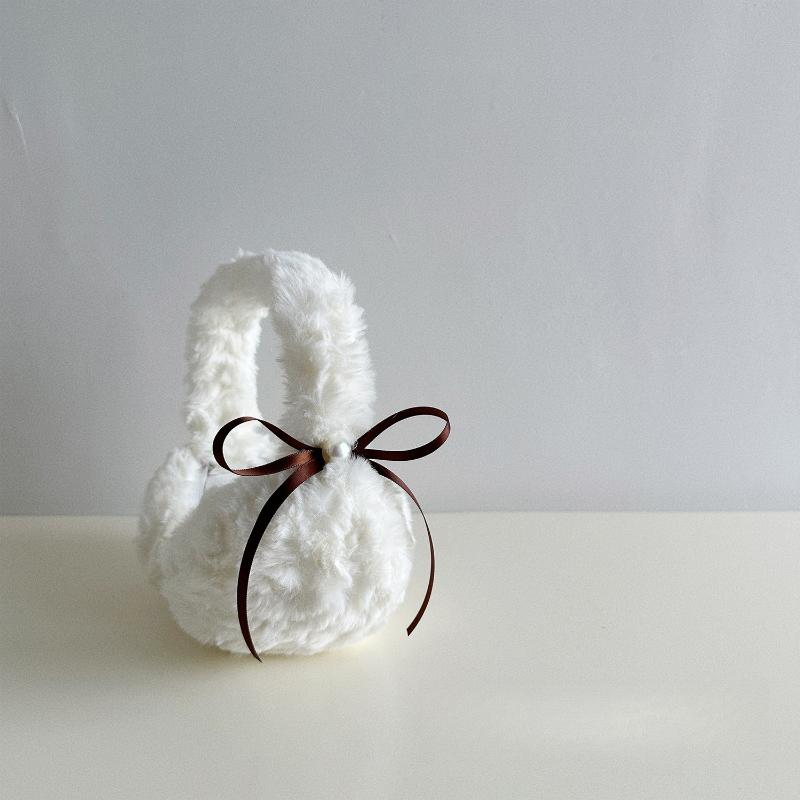 

1 шт. Зимние теплые серьги-гвоздики с жемчугом и бантом, женские, для студентов, ветрозащитные, для защиты ушей, теплые серьги белый