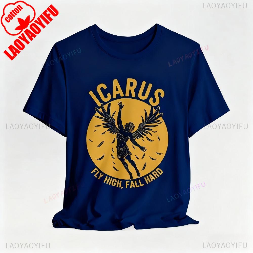 Ikarus Flieg Hoch Fall Tief Shirt Lustiges Griechische Mythologie T-Shirt Griechische Mythos Geschichte T-Shirt Herren Damen Rundhals Baumwolle Kurzarm