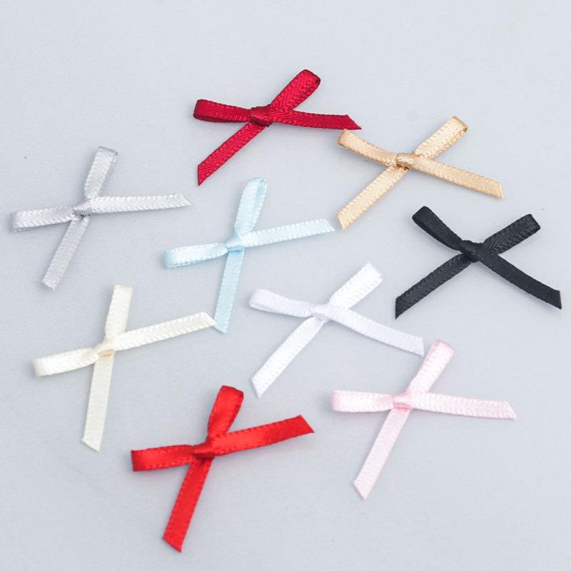 100pcs Double Sided Polyester Ribbon Mini Bows for Nail Art, Lingerie, Socks Clothing Trim Craft Supplies