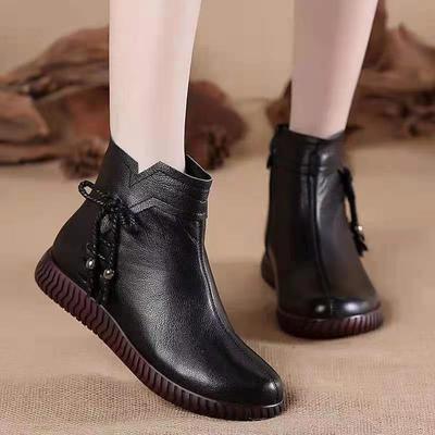 Winter Women's Shoes Fashion Temperament Women's Boots Flat Bottom Round Head Short Plush Solid Color Ankle Boots Zapatos Mujer