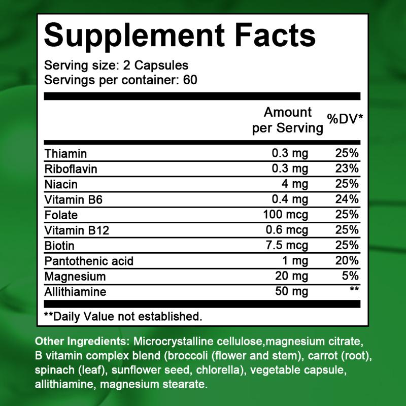 Vitamin B1 Supplement for Nervous System Health, 120 Capsules