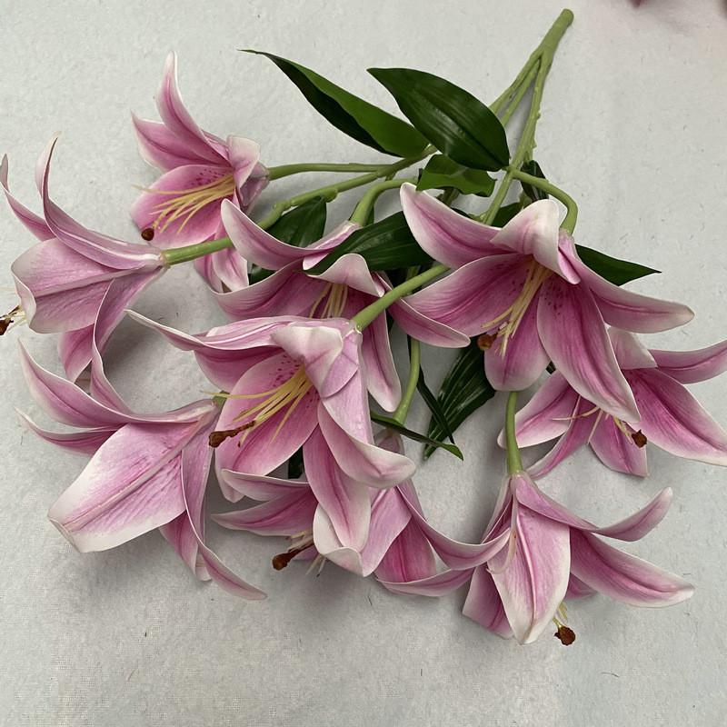 9 Artificial Flowers Stems Pu Material 3d Simulation Lilies Wedding Decor Home