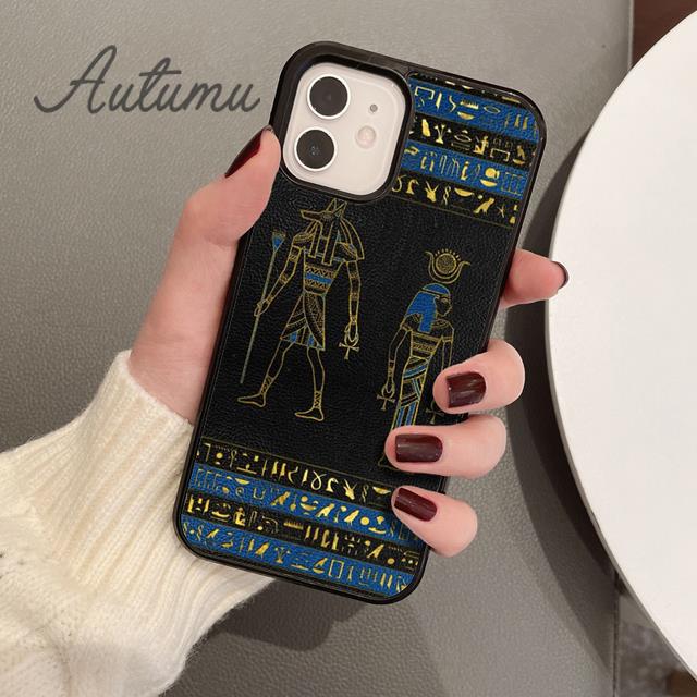 Ägyptische Hieroglyphen Symbole Handyhülle für iPhone 11 12 13 14 Pro Max mini XR XS SE 2020 7 8 Plus Samsung S21 S22 Hülle