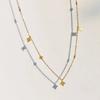 Stainless Steel New Temperament Retro Gold Color Four-pointed Star Pendant Necklace for Women Classic Chokers Zircon Colorfast
