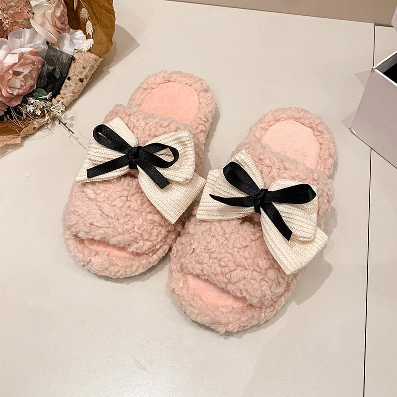 Women's Cute Cartoon Plush Slippers - Warm and Warm Countertop Cotton Winter Home Slippers Girls Sweet Thick Bottom Plush Casual Indoor Shoes