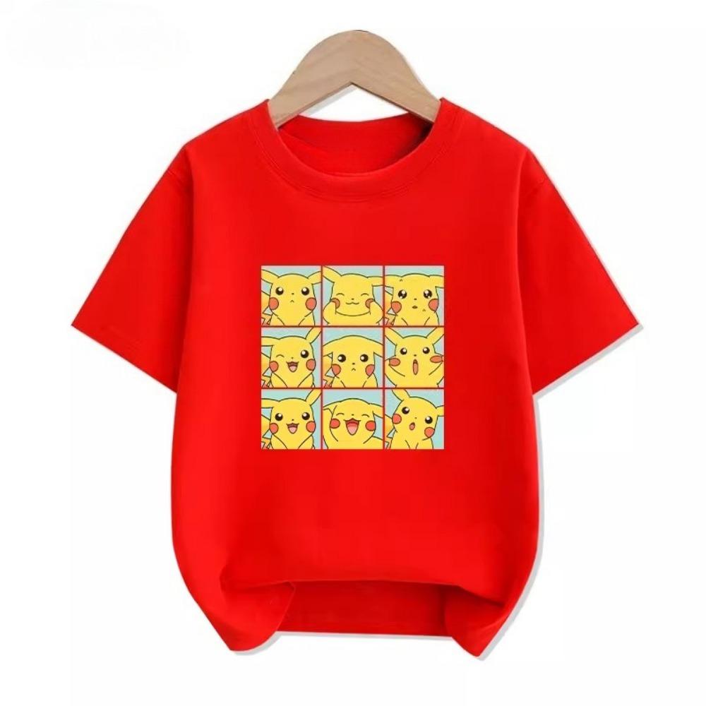 Potdemiel Summer New Pikachu Print Children's  T-Shirt, Boys and Girls, Comfortable and Breathable Children's T-Shirt