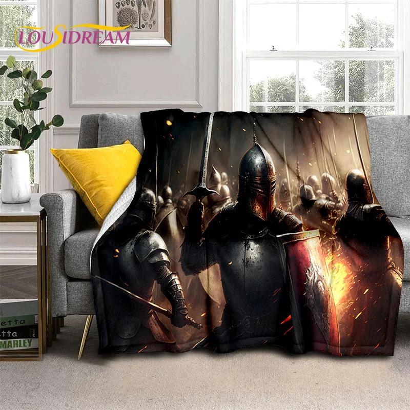 Knight Templar Cavalier Crusaders Cartoon Soft Flannel Blankets,Throw Blanket Comfortable Blanket for Picnic Beds Home Bedroom