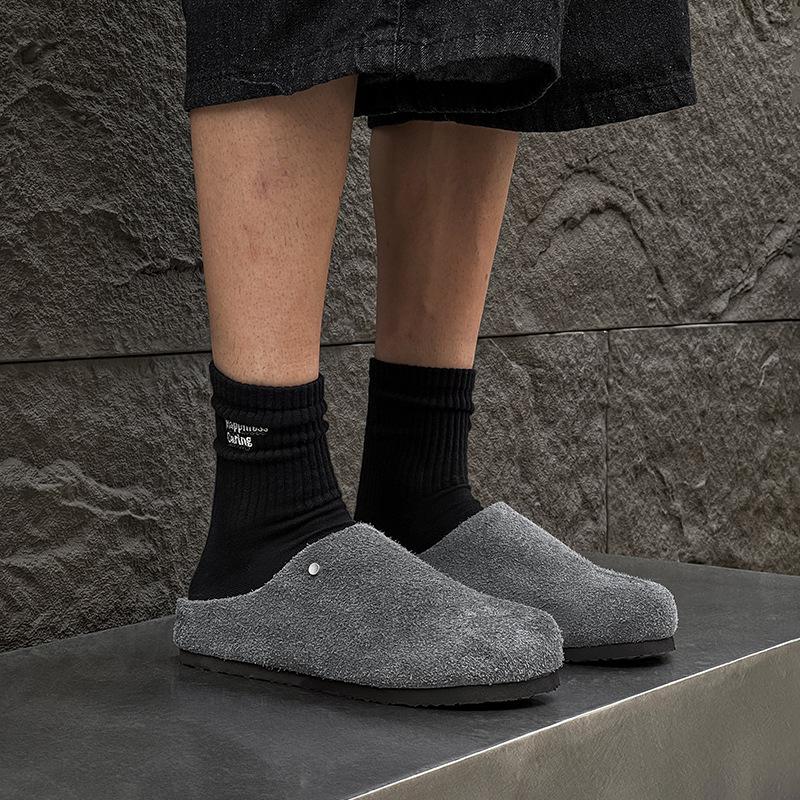 Platform-soled Boken shoes, new bag head, fashionable and breathable Boken shoes 45370 long hair gray, brown-Y