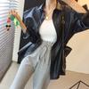 Stylish Leather-Look Asymmetric Shirt Jacket with Belt