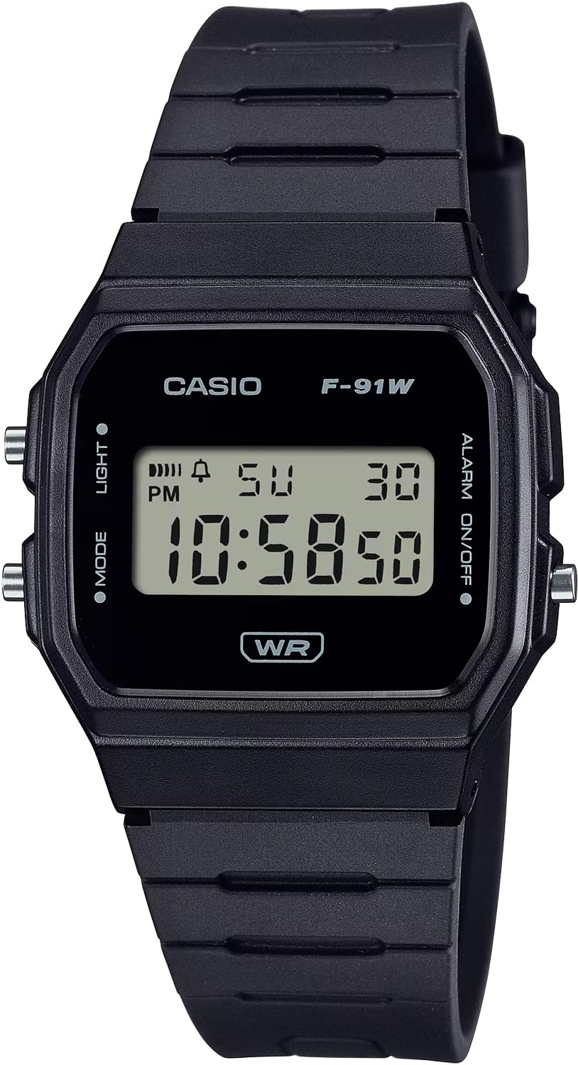 

Дешевые цифровые унисекс часы Casio Casio F-91WB-1A (Простая упаковка, без подарочной коробки) Пластиковый ремешок из биомассы, черный