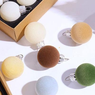 30pcs/set 3cm Christmas Bauble Velvet Decoration Flocking Small Size Christmas Tree Hanging Balls Pendant Decorative
