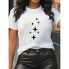 Fashion Y2K Dreamy Printed Short-Sleeve T-Shirt | Featuring a Sparkling Starry Sky Design, Machine Washable, Easy To Wear Casual Round-Neck Top