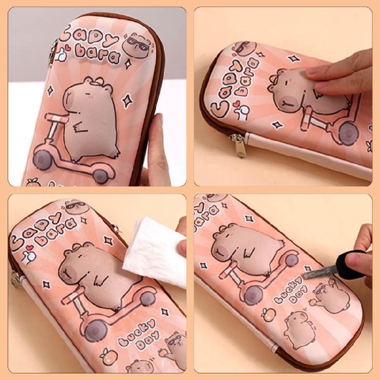 Lovely Capybara Pen Bag 3D Panda Pencil Case Large Capacity Pencil Box For Erasers Rulers Markers Storage