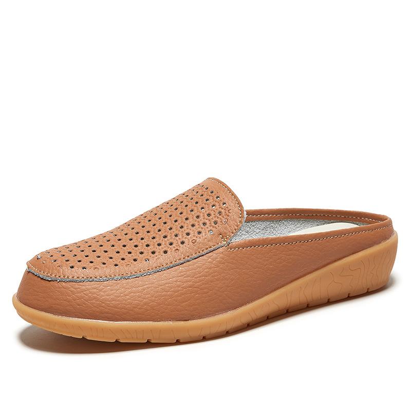 Spring and summer women's casual single shoes half drag and one pedal lazy shoes hollow Doudou shoes mother shoes fashionable and versatile