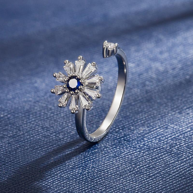Hot-Selling Copper Gold-Plated Ring for Women Korean Style Flower Girl Hand Jewelry Dopamine Hot Sale White gold color