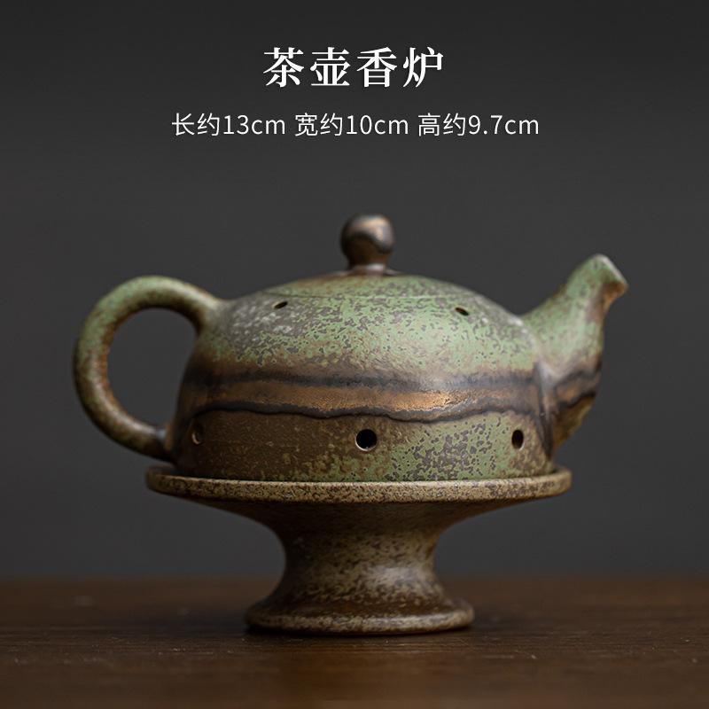 

Креативный чайник для заваривания благовоний, курильница Zen, бронза, зеленая керамика, подставка для сиденья из агарового дерева, печь из сандалового дерева, украшение для чайного столика, поделки