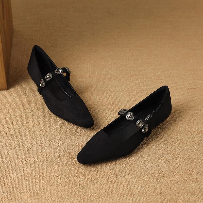 286-19 Low-heeled Versatile Single Shoes 2025 Spring and Summer Popular New Temperament Light-mouth Shoes Retro Small Leather Shoes