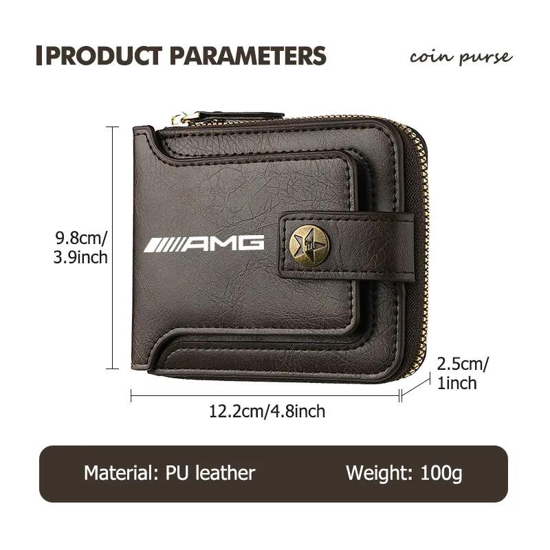 TLZS3 Retro PU Leather Car Buckle Short Coin Purse Credit Card Wallet For Mercedes Benz AMG C180 C300 W124 W176 W177 C200 C260 GLC CLE