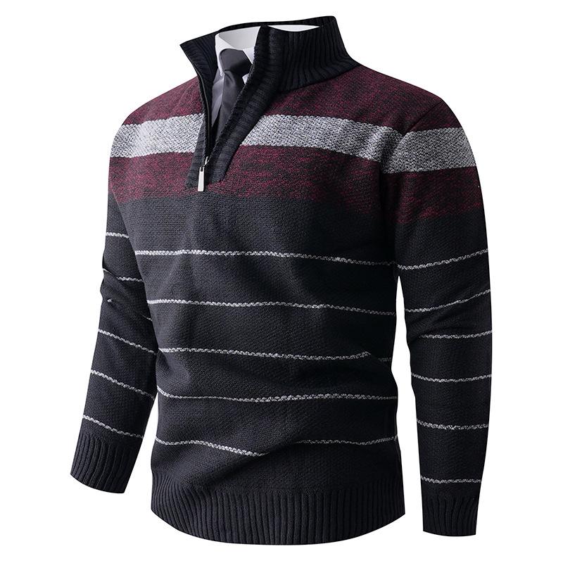 Autumn/Winter Men's Trendy Knit Half-Zip Sweater - European and American Style