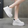 Height increase 8CM leather white shoes 2025 autumn new small versatile thick-soled muffin sole height increase casual shoes