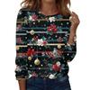 Women's Fashion Casual H Printed V-Neck Long Sleeve Decorative Button T-Shirt Tops