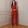 1 Sada Dámské tílko Kalhoty Oblek Elegantní Ležérní Letní Jednobarevné Bez rukávů Košile s Páskem Kalhoty se Širokými Nohavicemi Dvoudílné Outfity Lounge Set