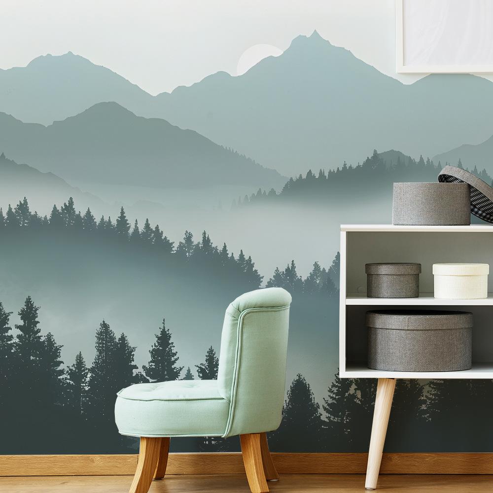 Fun-L037 Misty Forest Bedroom Living Room Home Background Wall Landscaping Decorative Wall Stickers