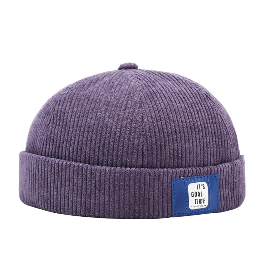 Mode Hip Hop Beanie Street Hat Corduroy Lässig Schirmmütze Baumwolle Einfarbige Schirmlose Docker Mütze Für Männer Frauen gray