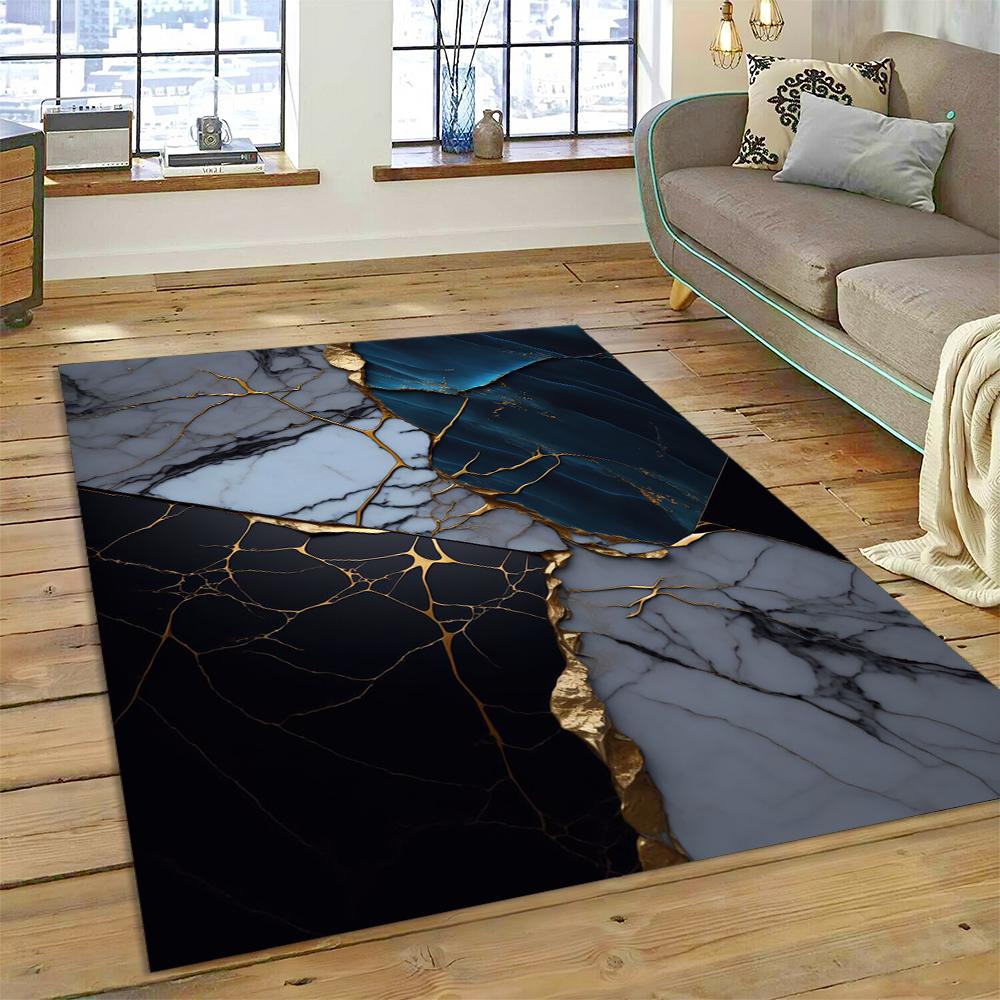 3D Barevná Mramorová Mapa Světa Modrá Zelená Zlatá Koberec Kobereček pro Domov Obývací Pokoj Ložnice Pohovka Rohožka Dekor, Dětský Koberec Protiskluzová Podložka