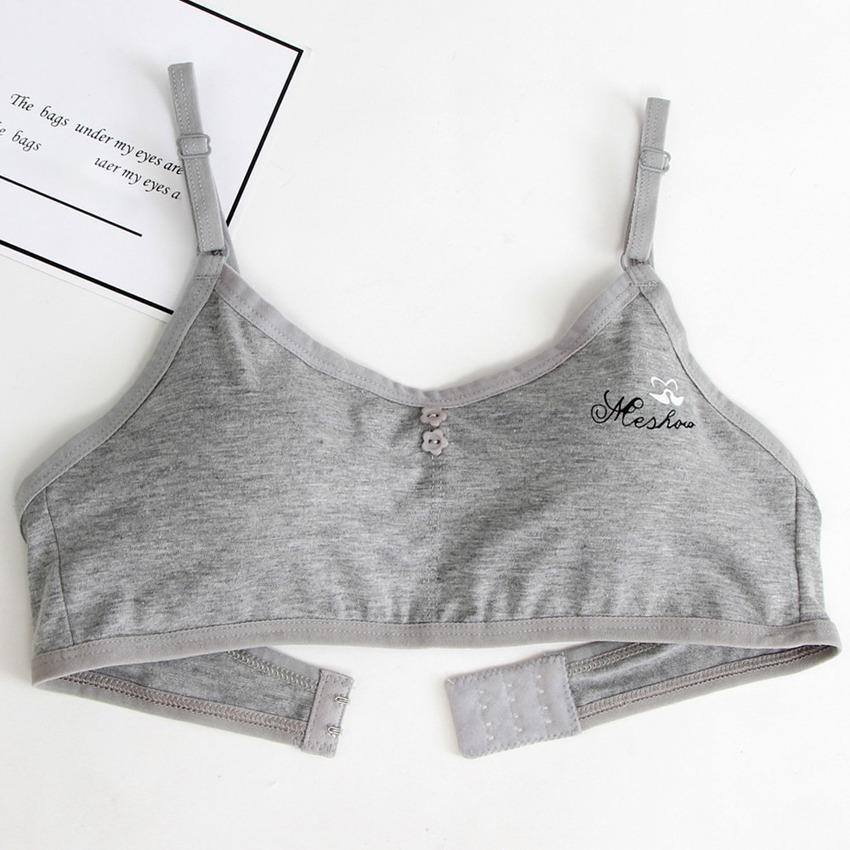 Mladé dívky Bavlněná vycpaná podprsenka Dětské jednobarevné prodyšné spodní prádlo Crop Top