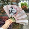 Cute Cartoon Folding Mini Fan: Portable Hand-Crank, Seven-Ribbed Design for Kids and Students