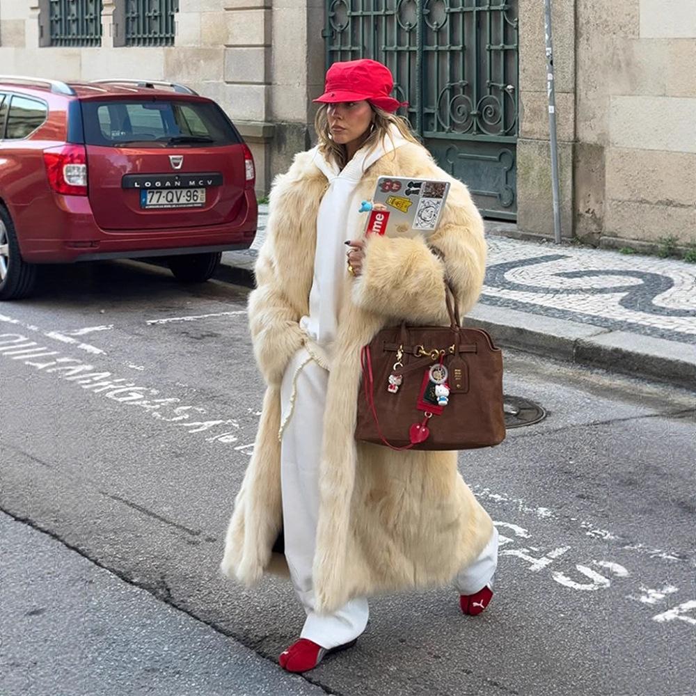 European and American temperament imitation fur fashion warm long top temperament comfortable new coat women