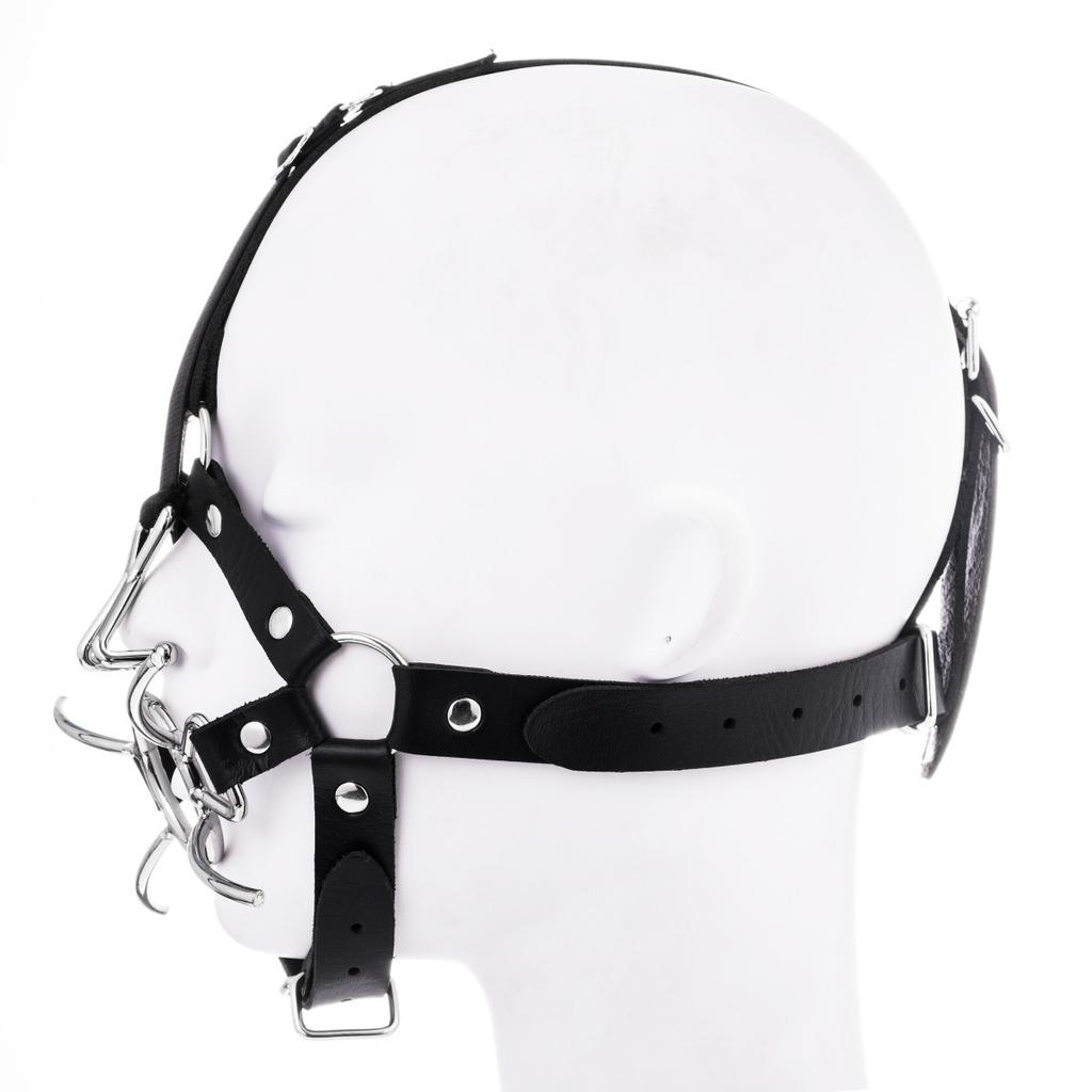 VaHppy Masks Gag Harness Nose Hooks SM  Bondage Cat Whisker Style Couple Sex Games Toys Cosplay Stainless Steel + Leather