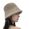 Versatile Solid Color Woolen Fisherman Hat for Women in Winter Warm and Face Showing Small Plush Knitted Hat with Temperament and Versatile Basin Hat