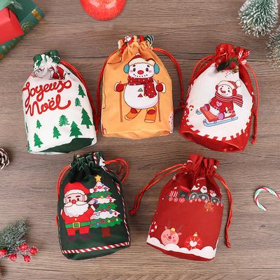 1/5Pcs Christmas Drawstring Gift Bags Santa Snowman Candy Snack Packaging Pouch Bag Christmas Party Decoration New Year Supplies