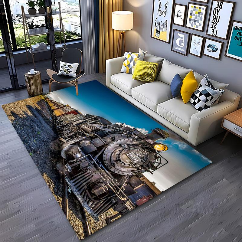 

Classical Train Locomotive 3D HD Printing Carpet for Living Room Kid Bedroom Sofa Rug Doormat Floor Mat Anti-slip Decor Alfombra 40x60cm (16x24in)