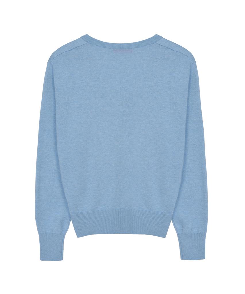 Nigaennikol Butterfly V Neck Jacquard Knit_Sky Blue