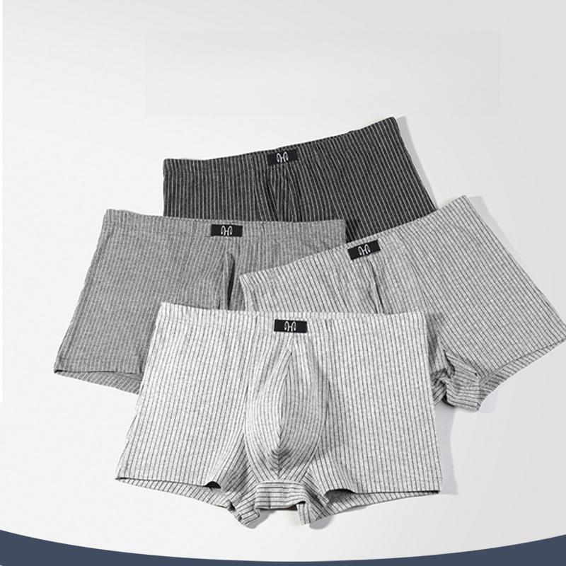 4pcs Men's Underwear Flat Leg Pants Mid Waist Plus Size Four Corner Pants Breathable Linear Shorts Boxer Brief